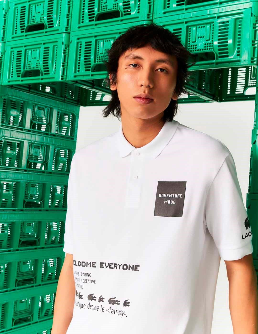CAMISETA LACOSTE X MINECRAFT RELAXED FIT POLO WHITE