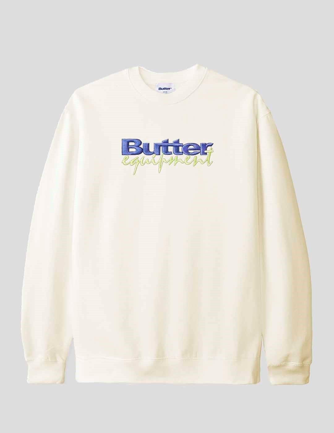 SUDADERA BUTTER GOODS EQUIPMENT EMBROIDERED CREW NATURAL