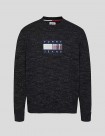 SUDADERA TOMMY JEANS RELAXED TARTAN FLAG SWEATER BLACK
