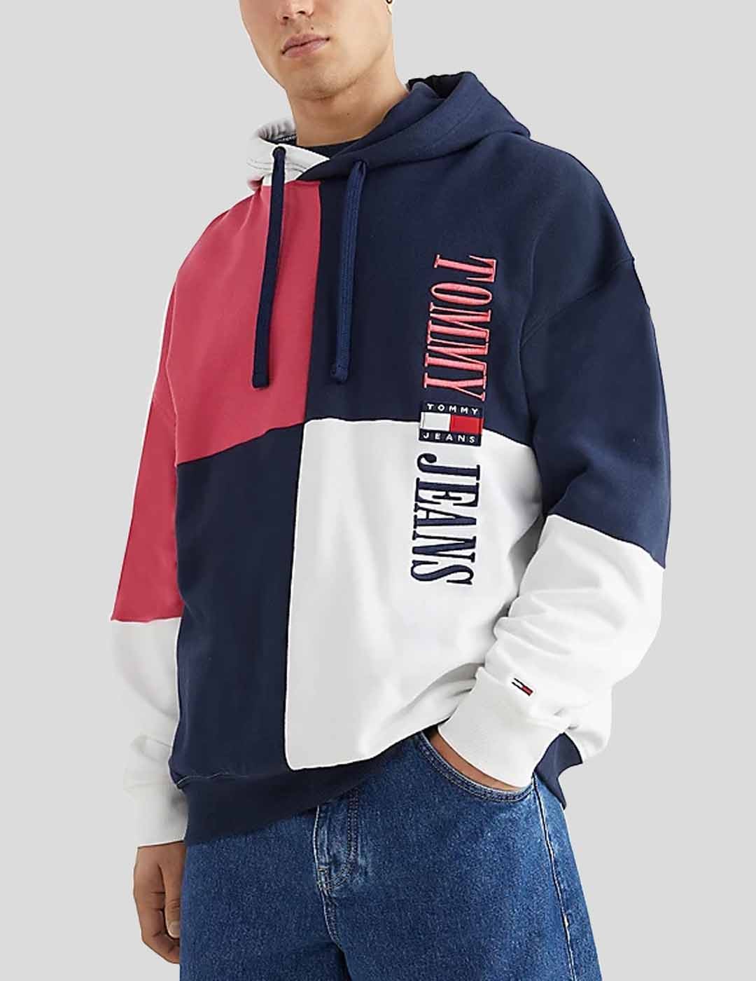 SUDADERA TOMMY JEANS SKATER ARCHIVE COLOR BLOCK HOODIE NAVY