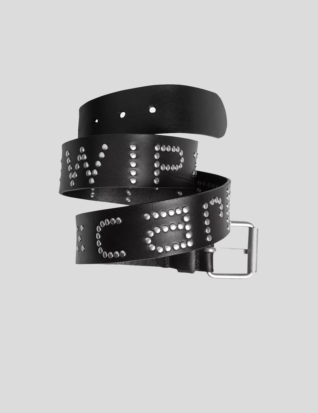 CINTURÓN CARHARTT WIP  SCRIPT STUDS BELT  LEATHER BLACK-SILVER