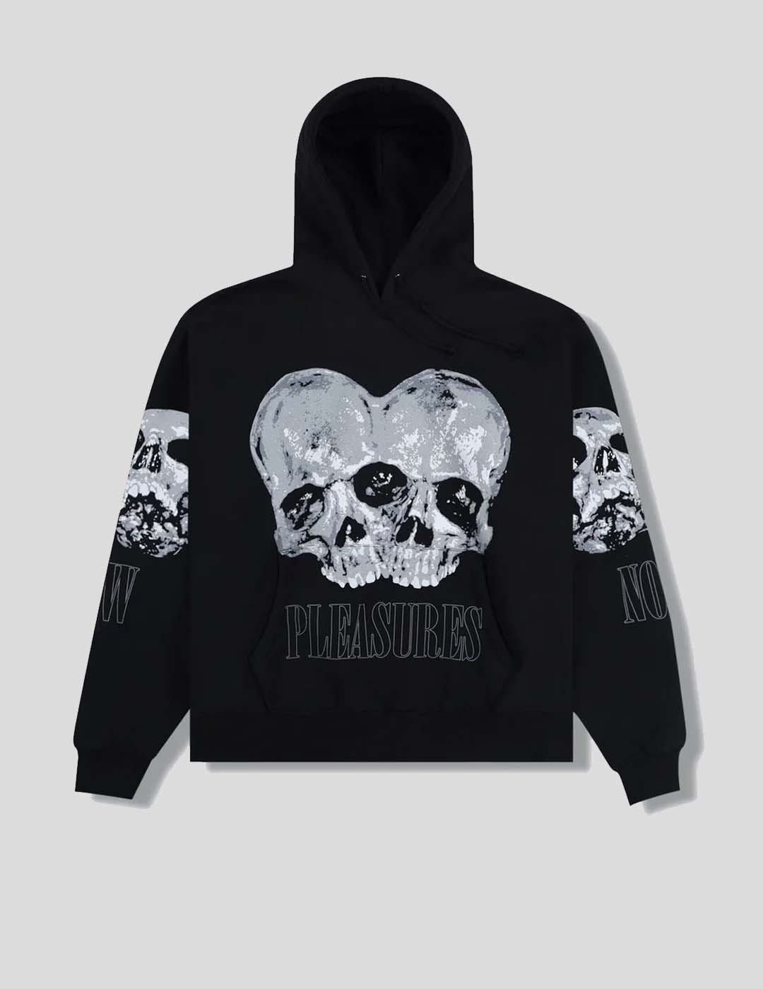 SUDADERA PLEASURES DOUBLE SKULL HOODIE   BLACK