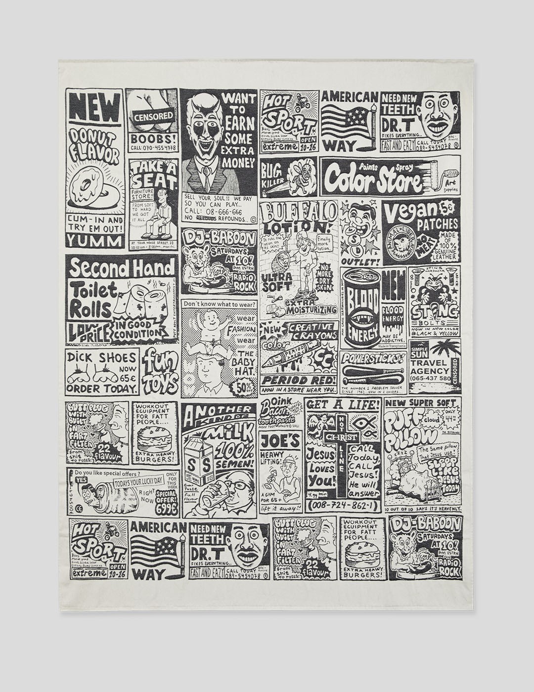 ACCESORIOS POLAR SKATE CO NEWSPAPER PICNIC BLANKET  WHITE-BLACK