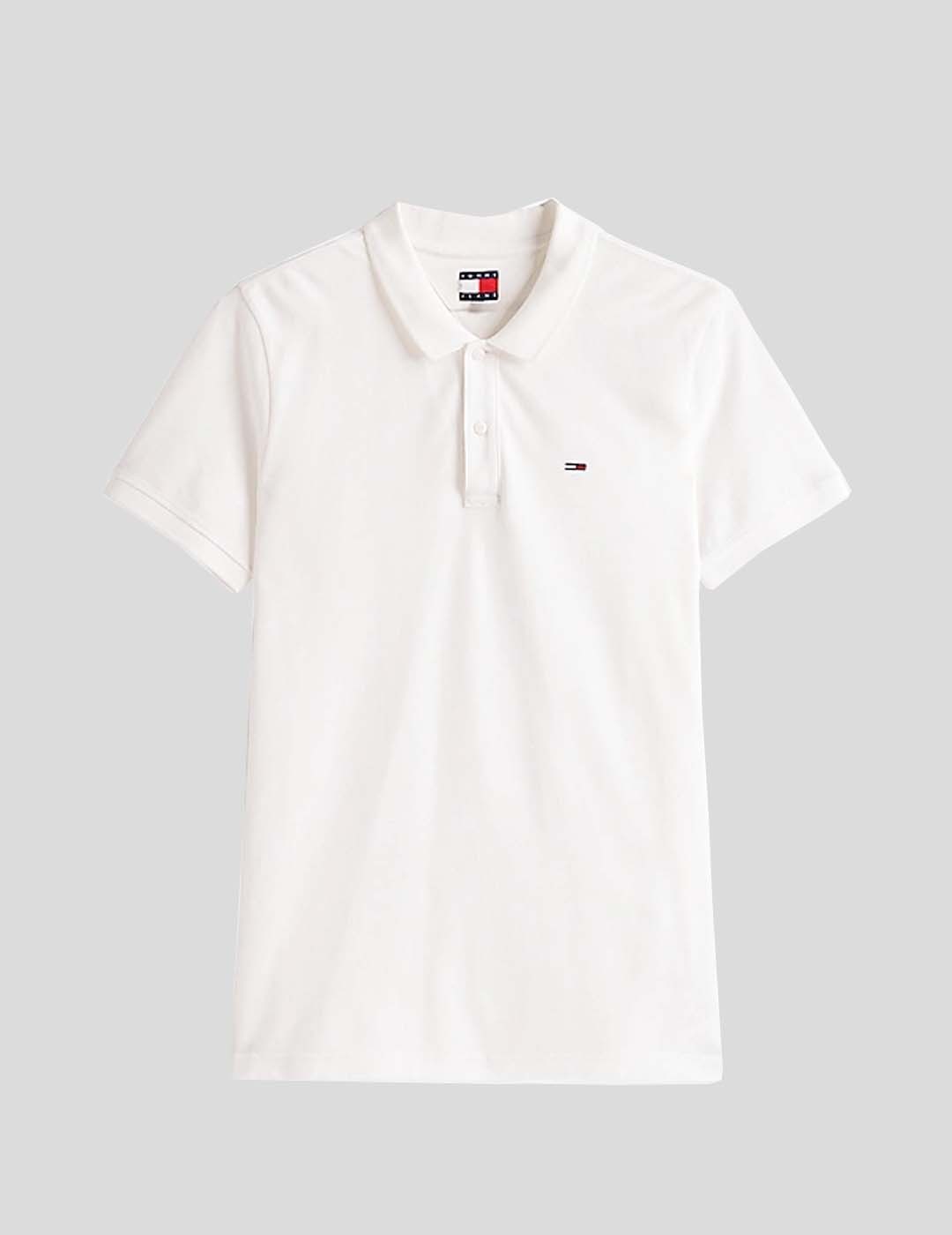 CAMISETA TOMMY JEANS FLAG PATCH SLIM POLO  ECRU