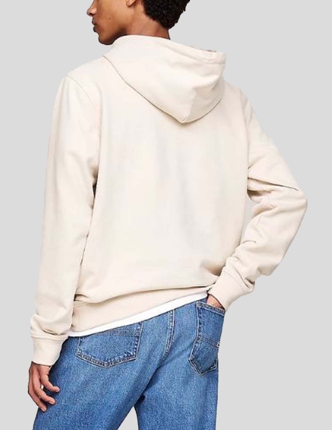 SUDADERA TOMMY JEANS REGULAR ESSENTIAL FLAG HOODIE  OAT MARL HEATHER 