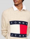 SUDADERA TOMMY JEANS REGULAR MELANGE FLAG SWEATER  BROWN