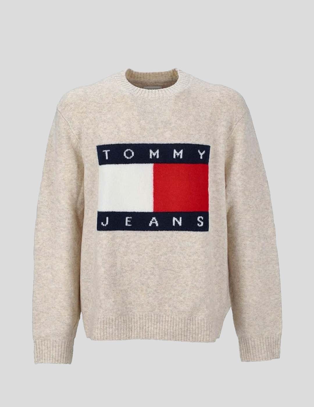 SUDADERA TOMMY JEANS REGULAR MELANGE FLAG SWEATER  BROWN