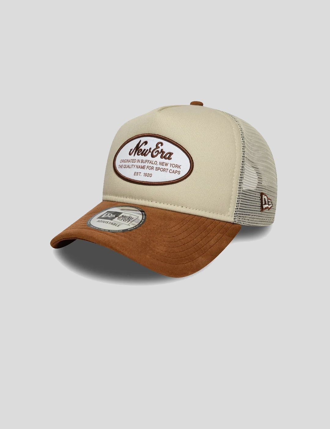 GORRA NEW ERA NE OVAL PATCH SUEDE TRUCKER 9FORTY  CREAM