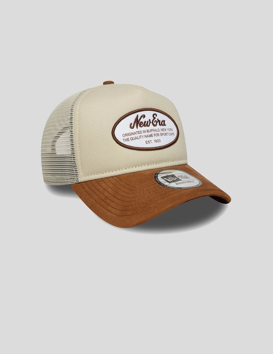 GORRA NEW ERA NE OVAL PATCH SUEDE TRUCKER 9FORTY  CREAM