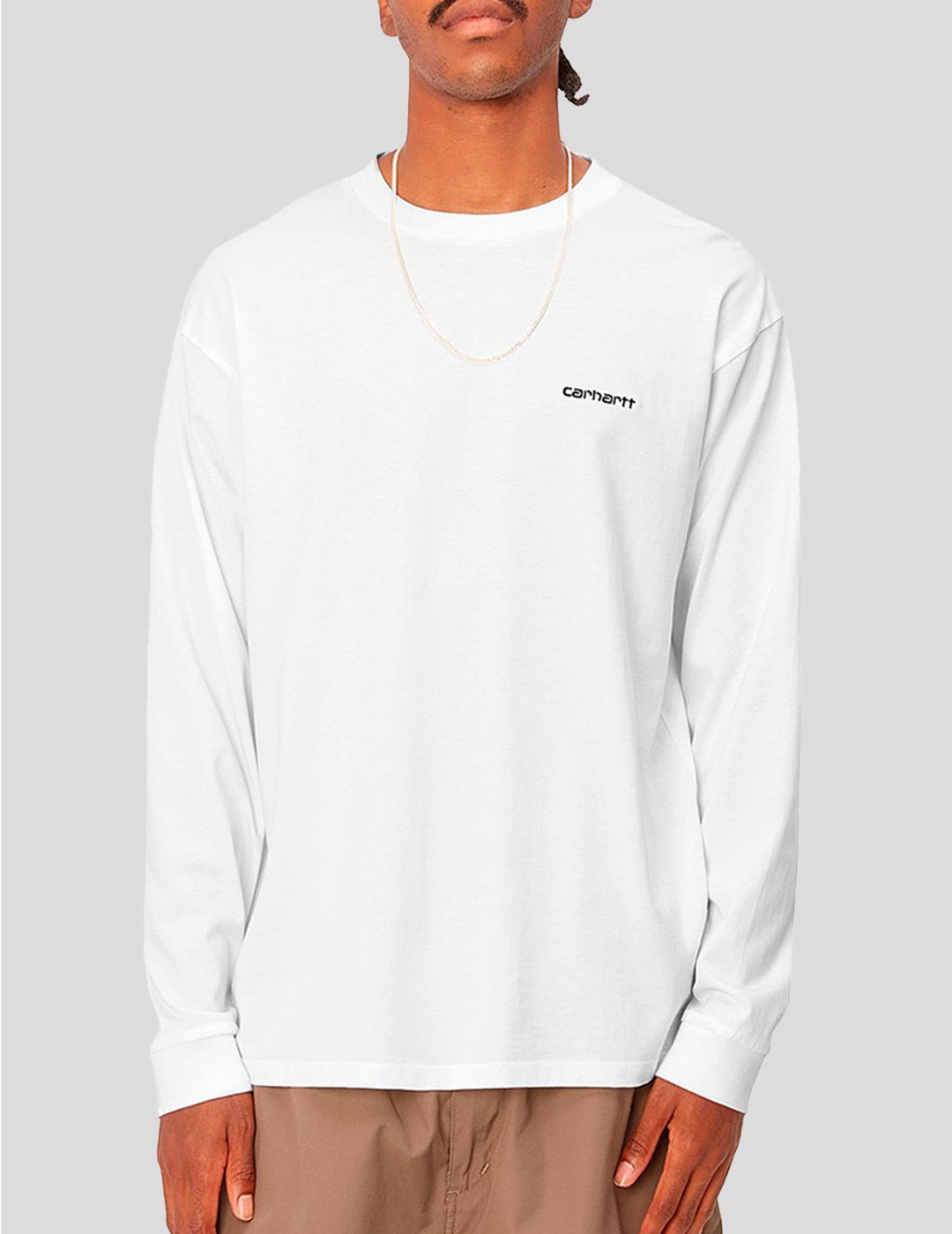 CAMISETA CARHARTT WIP  SCRIPT EMBROIDERY LS TEE  WHITE-BLACK