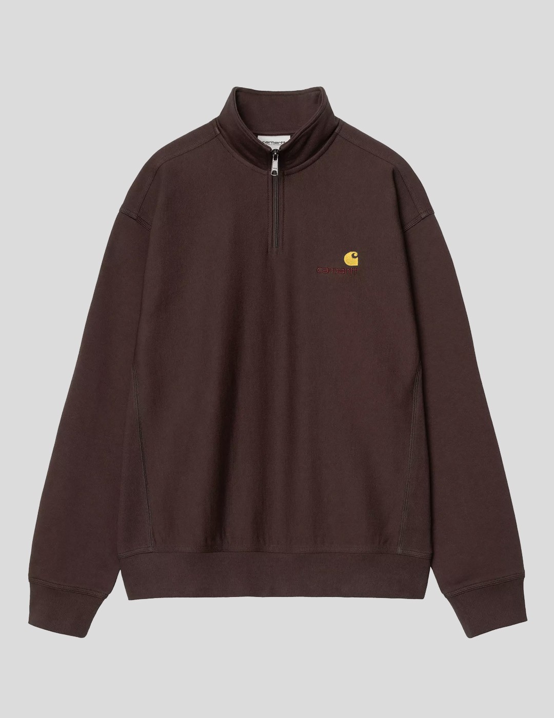 SUDADERA CARHARTT WIP  HALF ZIP AMERICAN SCRIPT  PALISANDER
