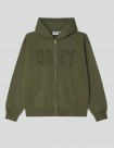 SUDADERA OBEY CLOTHING HYBRID FADED ZIP HOOD  DEEP LICHEN GREEN FADED WASH