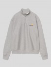 SUDADERA CARHARTT WIP  HALF ZIP AMERICAN SCRIPT  GREY HEATHER
