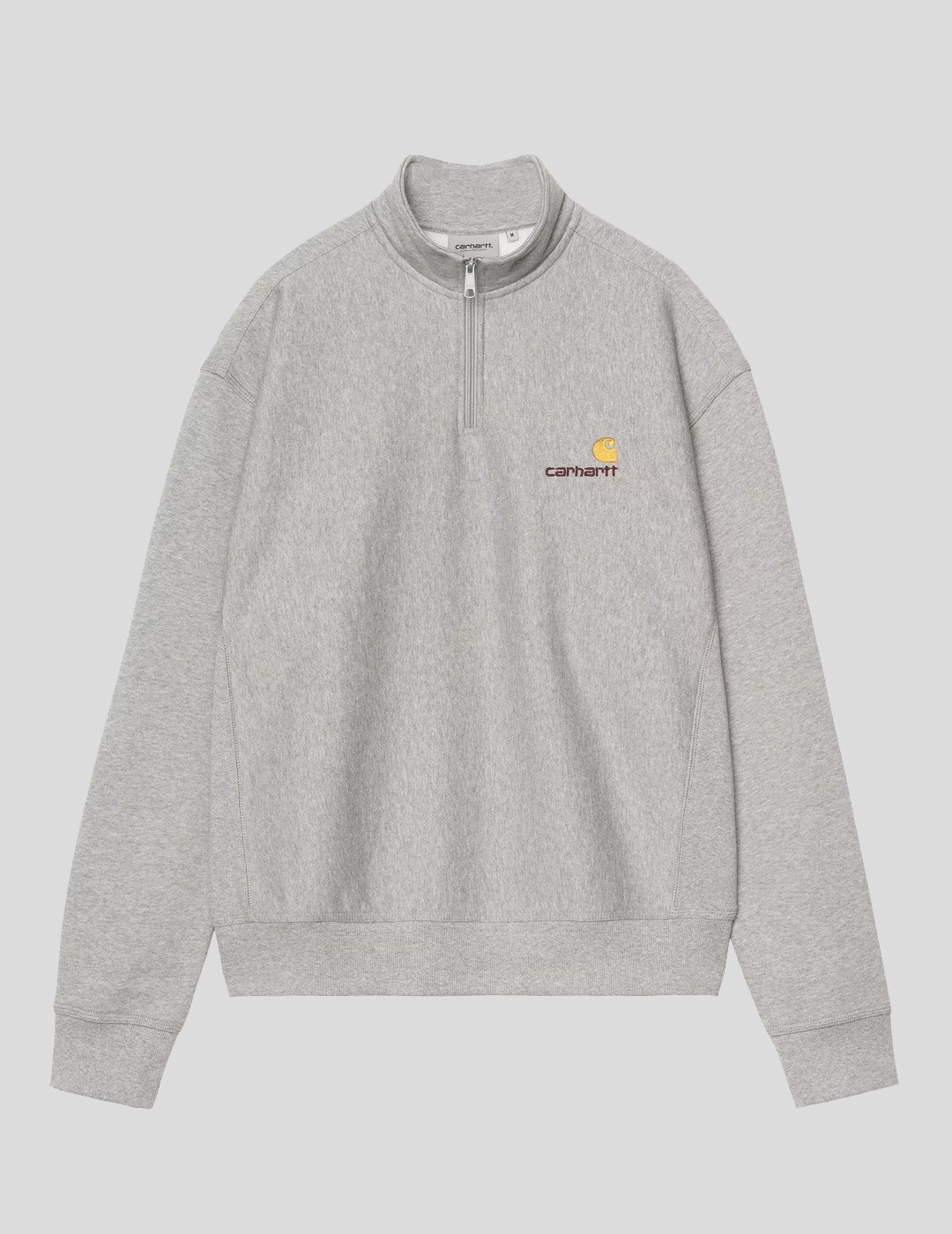 SUDADERA CARHARTT WIP  HALF ZIP AMERICAN SCRIPT  GREY HEATHER