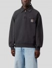 SUDADERA CARHARTT WIP  HALF ZIP DETROIT SWEAT  BLACK-STONE WASHED