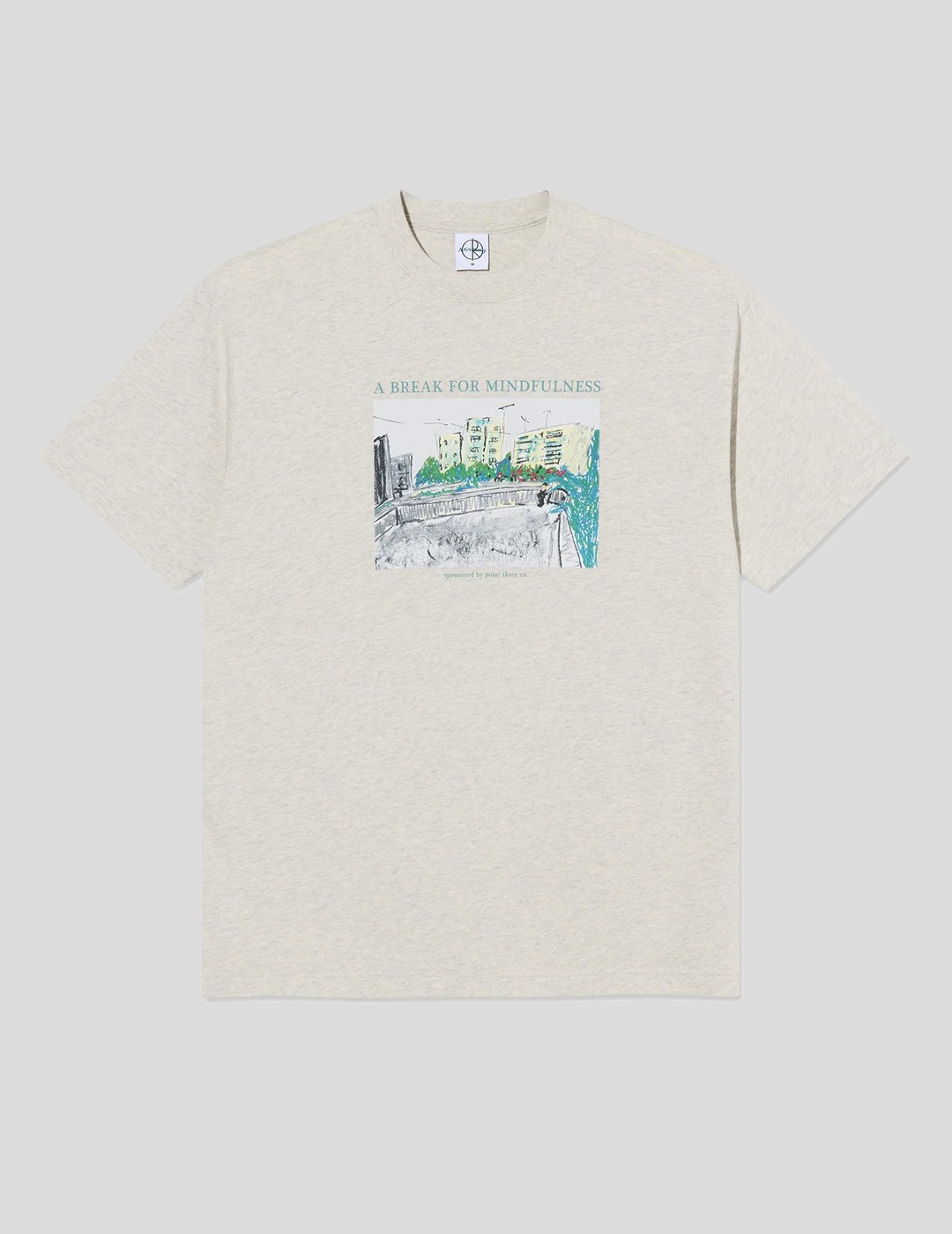 CAMISETA POLAR SKATE CO MINDFULNESS TEE  IVORY GREY MELAGNE