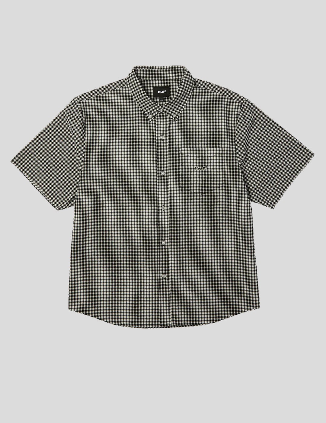 CAMISA HUF 89 MICRO GINGHAM OXFORD SHIRT  BLACK WHITE