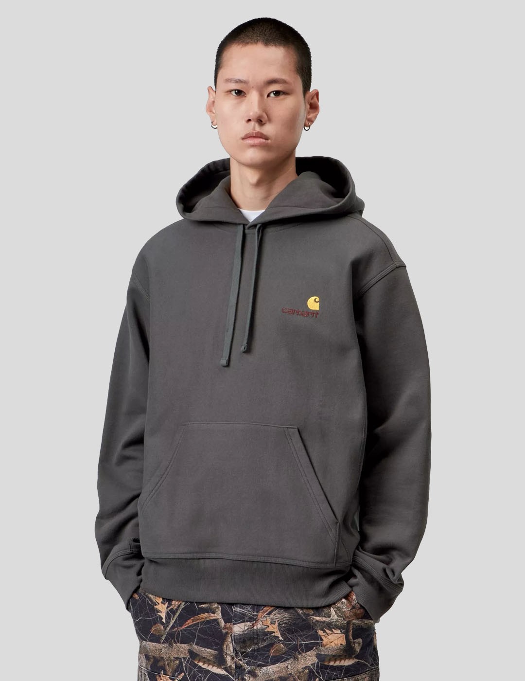 SUDADERA CARHARTT WIP  HOODED AMERICAN SCRIPT SWEATSHIRT  GRAPHITE
